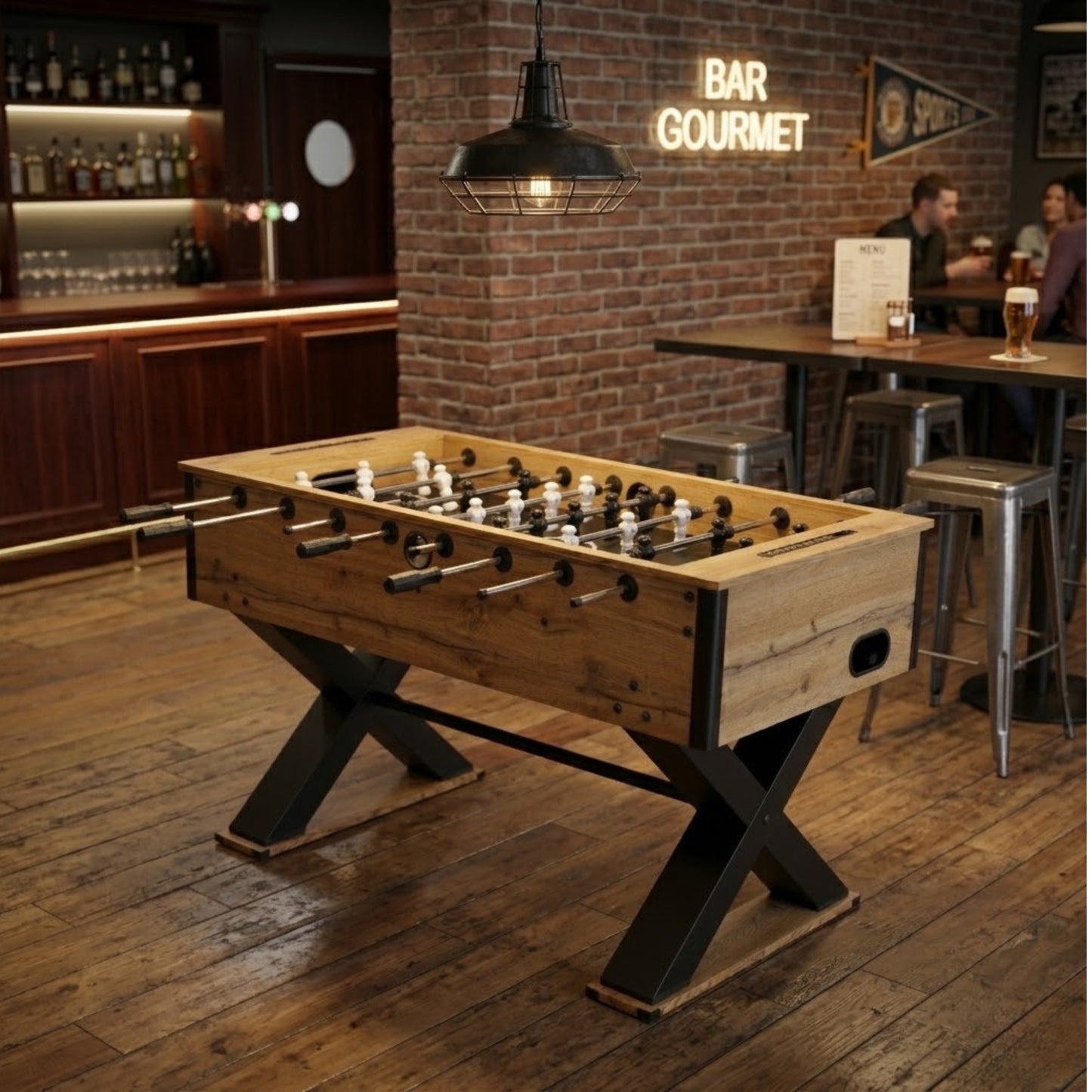 Babyfoot Professionnel "Le Loft" Finition Chêne - Design Entreprise (140cm)