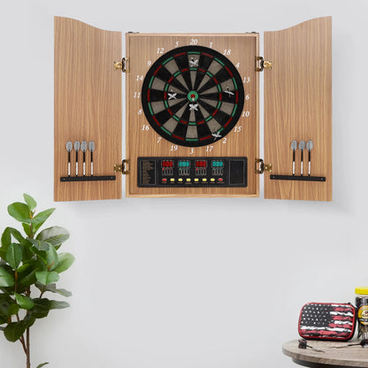 Armoire de Fléchettes Électronique en Bois | Jeu de Fléchettes Premium